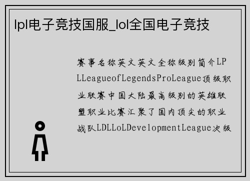 lpl电子竞技国服_lol全国电子竞技